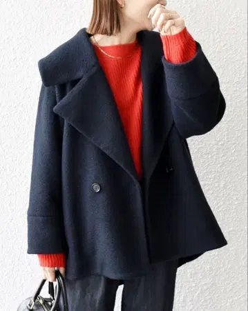 SHIPS any 슬라이버 숏 P 코트 네이비