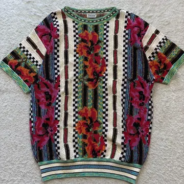 ficce 요시유키 코니시 반팔 니트 화려한 개성적인