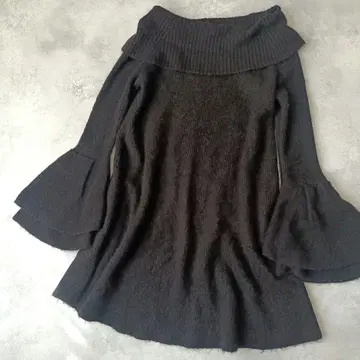 완판템 알파카 혼방 소매 티어드 슬리브 원피스 오프숄더 블랙