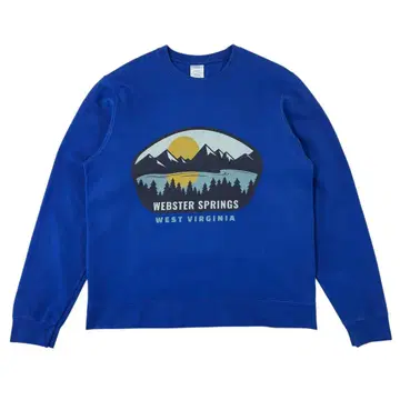 포트앤컴퍼니 맨투맨 트레이닝복 파랑 프린트 아메카지 미국 빈티지 의류