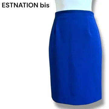 ESTNATION bis 파랑 타이트 스커트 블루 슬릿 지퍼 큐트