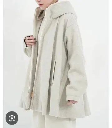 1% 후드 부착 판초 코트 오트밀 아우터