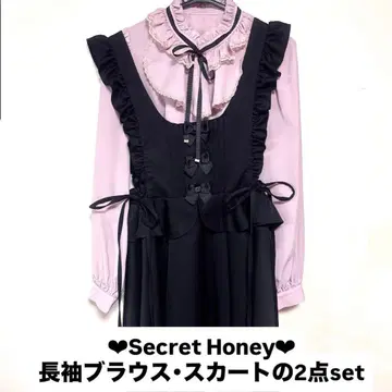 지뢰 Secret Honey 블라우스 스커트 세트