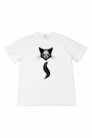 Destroy 스컬 캣 화이트 T셔츠