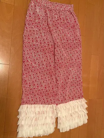 ft 프릴 달린 꽃무늬 와이드 팬츠 프리 사이즈