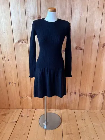 아네스베/원피스/니트/리브 니트/블랙/울/프랑스제