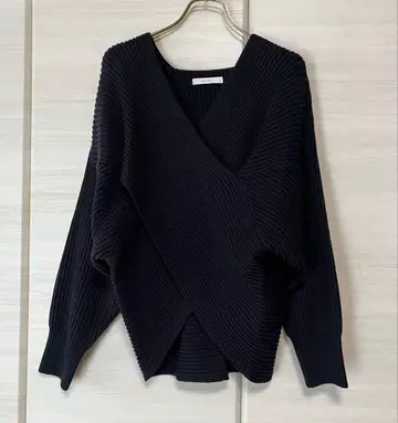 SCOTCLUB FENNEL 페넬 프론트 크로스 니트 네이비 M