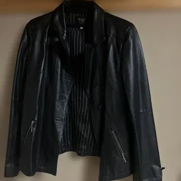 ville d'azur 블랙 가죽 자켓 42