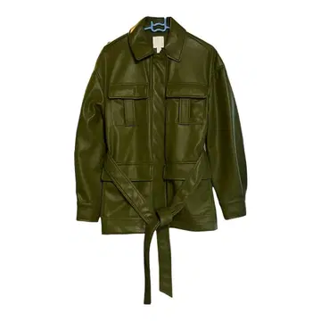 H&M 그린 페이크 레더 자켓 벨트 포함 미사용 새상품