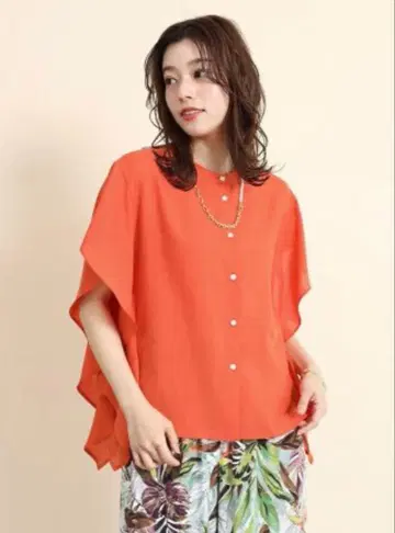 FENNEL 오렌지 플레어 슬리브 셔츠