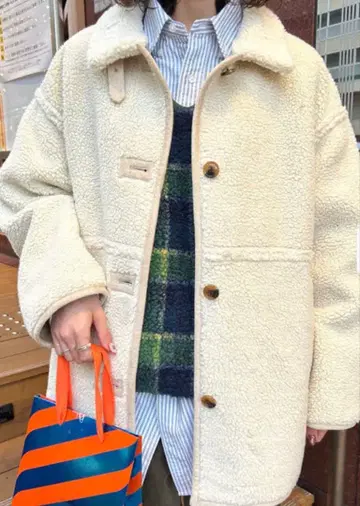 Ray BEAMS 보아 자켓 크림색