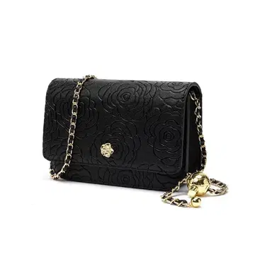 블랙 꽃무늬 엠보싱 숄더백