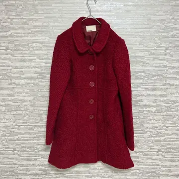 올리브 데 올리브 빨간색 코트 여성용 겨울 기모 롱 코트 레트로