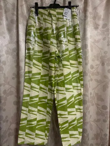 기하학 패턴 와이드 팬츠 그린