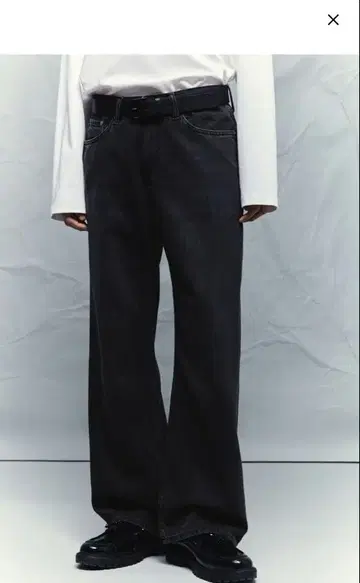 H&M 스트레이트 루즈 라이트 웨이트 데님 블랙