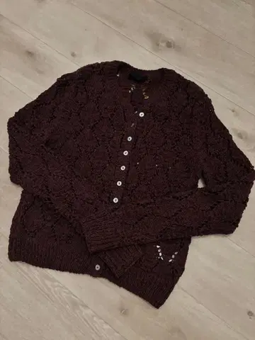 다크 브라운 뜨개질 가디건