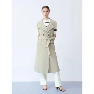 스탠드 카라 롱베스트 (베이지)