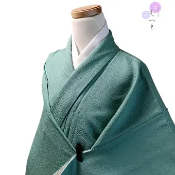 59년산 순수 실크 이중 기모노 그린 이로무지 하나 문