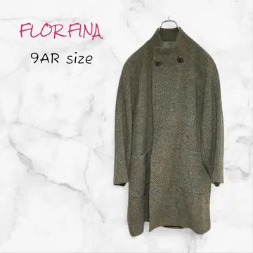 FLORFINA 울 코트 M 사이즈 일본제 고급 트위드풍 브라운 계열