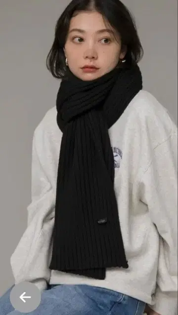 Sonny Label 블랙 리브 편직 머플러 새상품급