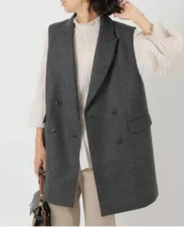 IENA 그레이 더블 브레스트 베스트