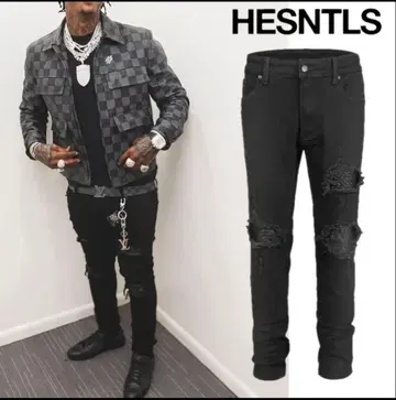 HESNTLS 블랙 데님 스키니 drip 28
