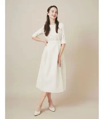 HALUHIROINE 자카드 원피스 White