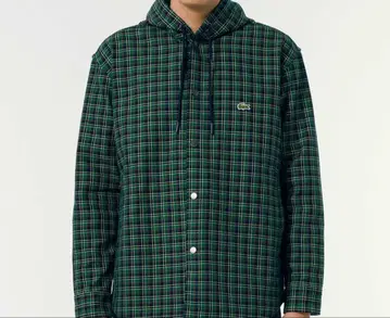 LACOSTE 오버 사이즈 후드 부착 셔츠 블루종