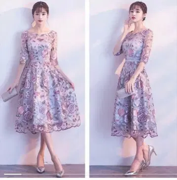 [시착만 한 상품] 결혼식 경사 드레스 꽃무늬 자수