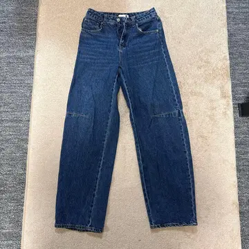 다크 블루 와이드 레그 데님 H&M 배럴 레그 34