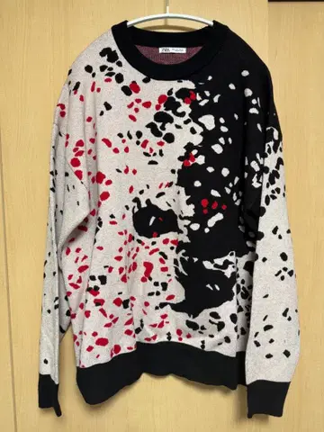 [ ZARA ] 자라 추상 자카드 스웨터 크루넥 남성용 L