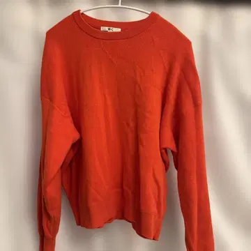 [새상품급] 유니클로:C 스무스 코튼 크루넥 스웨터 오렌지 XL