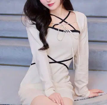 크로스 니트 원피스 세트