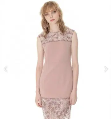 GRACECONTINENTAL 핑크 베이지 레이스 절개 원피스 36