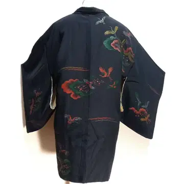 레트로 실크 블랙 베이스 학 문양 겉옷