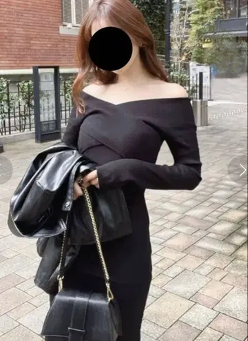 프론트 크로스 니트 원피스