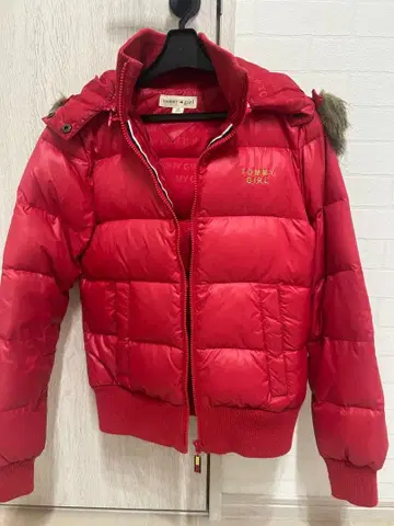 TOMMY GIRL 후드 부착 레드 다운 자켓 S 사이즈