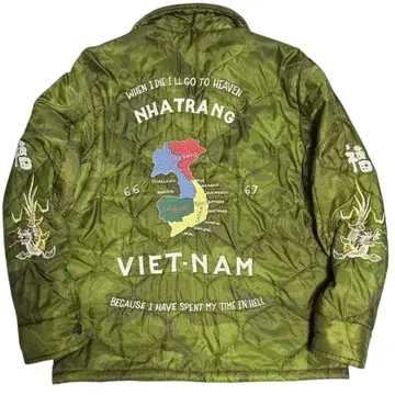 동양 베트남 자켓 카모플라쥬 퀼팅 수베니어 자켓 L 베트남 자수