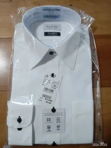 와이셔츠 LES MUES 논아이론 화이트 셔츠 M