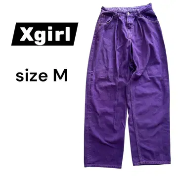 X-girl 엑스걸 와이드 팬츠 M 보라색 퍼플 코튼