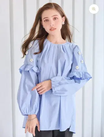 [새상품급] Chesty 플라워 슬리브 블라우스 블루 사이즈 0