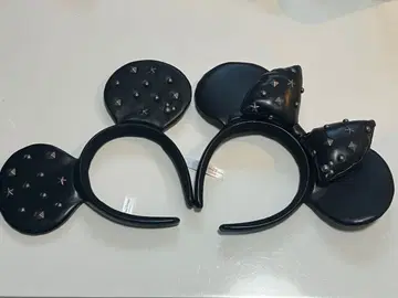 스터드 장식 블랙 귀 모양 머리띠