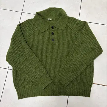 새상품급! fig LONDON / 제트랜드 울 POLO 니트 그린