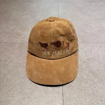 뉴질랜드 캡 모자 가죽 애니멀 새 자수 베이지