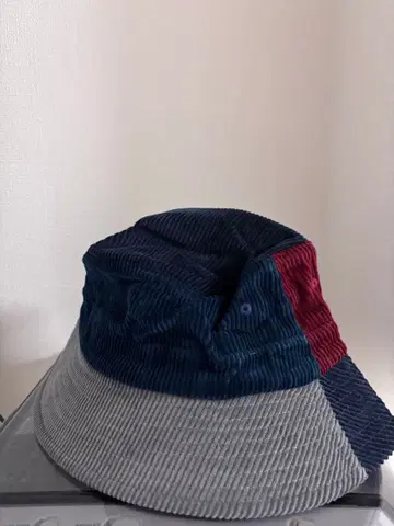 HUF 코듀로이 버킷햇 네이비 와인 레드 그레이