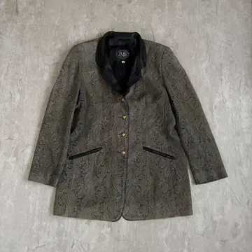 페이즐리 무늬 가죽 라펠 빈티지 자켓