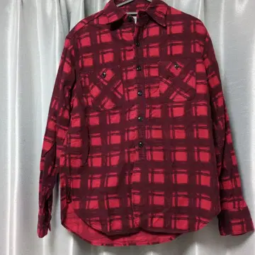 새상품급 사사프라스 가드닝 체크 플란넬 셔츠 고양이 눈 버튼