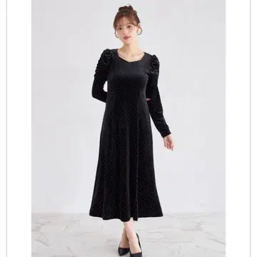 새상품 tocco closet 벨로아 원피스 롱 블랙