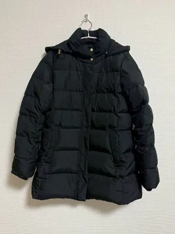 GLOBAL WORK 후드 부착 블랙 다운 자켓