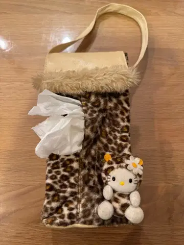 헬로키티 레오파드 무늬 마스코트 봉제 인형 티슈 케이스 레트로